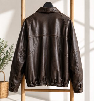 (TALLA L) CAZADORA DE PIEL MARRÓN NUEVA