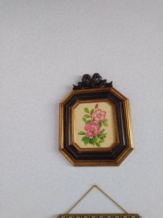 Cuadro decorativo flores rosas y doradas
