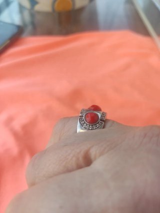 Anillo Plata con Piedras Rojas