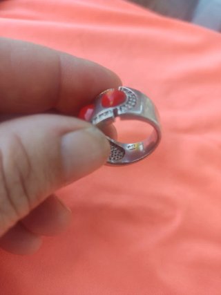 Anillo Plata con Piedras Rojas