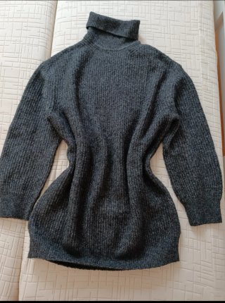 Jersey Sueter largo gris para mujer