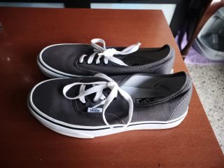 Zapatillas Vans grises y blancas