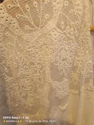 Vestido boho chic calado blanco roto
