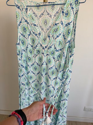 Vestido Boho Ibicenco Verano springfield azul&blan