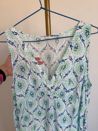 Vestido Boho Ibicenco Verano springfield azul&blan