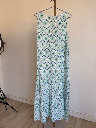 Vestido Boho Ibicenco Verano springfield azul&blan
