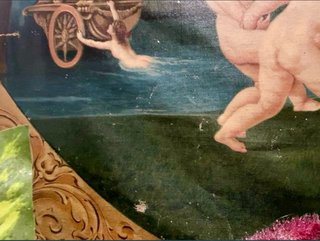 Cuadro antiguo lienzo ángeles cupidos
