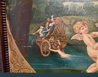 Cuadro antiguo lienzo ángeles cupidos
