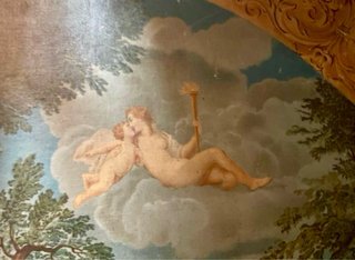 Cuadro antiguo lienzo ángeles cupidos