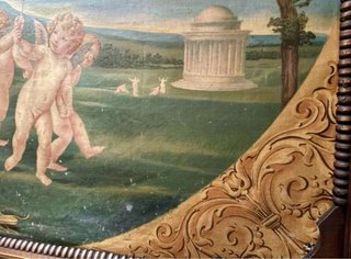 Cuadro antiguo lienzo ángeles cupidos