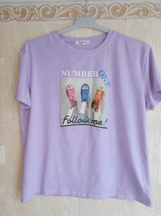 Camiseta Fanrong S/36/8-M Morada Dibujo Zapatillas
