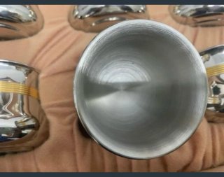 Juego café acero inox y oro 18k