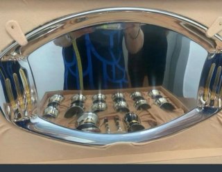 Juego café acero inox y oro 18k