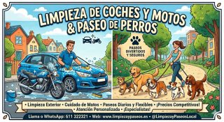 Limpieza de coches y motos,i paseo de oerros