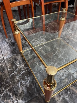 Mesa Auxiliar de Cristal y Madera