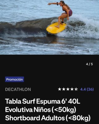 Tabla Surf Softboard 6' 40L OLAIAN