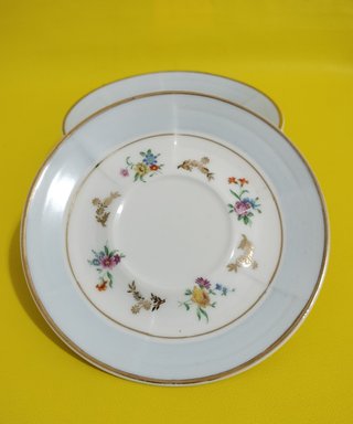 5 Platos Limoges Florales Azules y Blancos