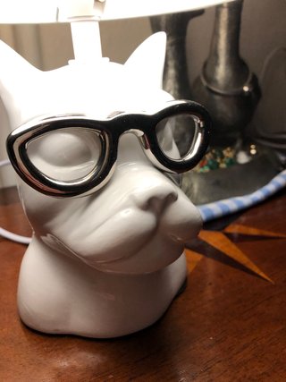 Lampada Bulldog con Occhiali in Ceramica