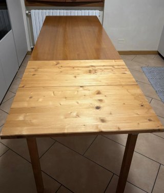 Tavolo Fratino Legno Ciliegio, Prolunga + 4 Sedie
