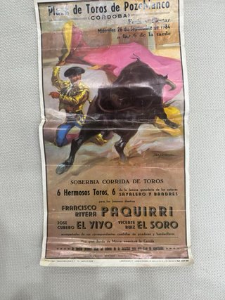 Cartel Toros Pozoblanco 26/09/1984 Muerte PAQUIRRI
