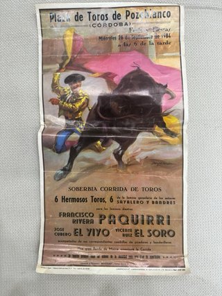 Cartel Toros Pozoblanco 26/09/1984 Muerte PAQUIRRI