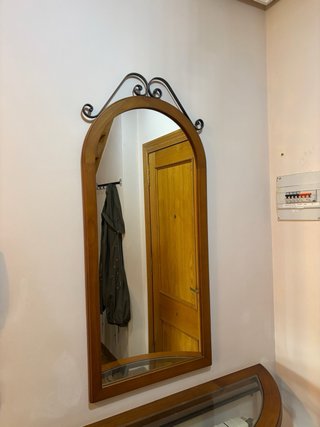 Consola recibidor madera y cristal