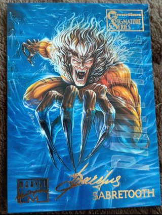 1995 Marvel Masterpieces Sabretooth Patelis signed