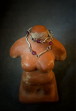 Pulsera Plata 925 con Gemas Moradas