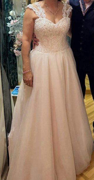 Vestido de Novia Beige y Blanco
