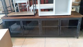 Mueble TV Bajo Maison Madera Metal Cristal