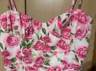 Vestido Zara flores rosas y blancas