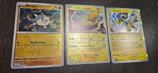 Lote 3 Cartas Pokémon: Mankey, Zapdos, Zeraora