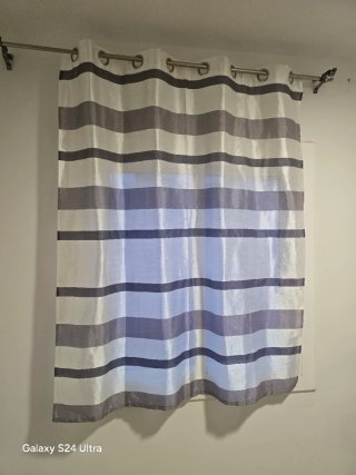Cortina Rayas Gris y Blanca 1.50x1.60