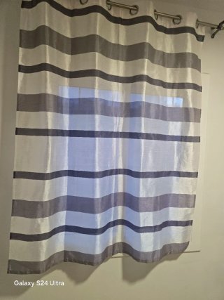 Cortina Rayas Gris y Blanca 1.50x1.60