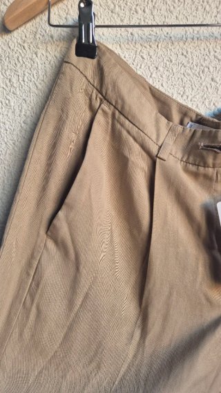 Pantalón Mango Talla 40 Pinza Color Arena
