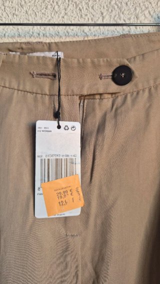 Pantalón Mango Talla 40 Pinza Color Arena
