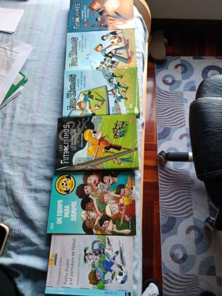 Libros infantiles de fútbol.