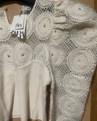 Jersey Zara Crochet Blanco
