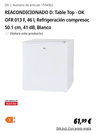 Nevera compacta o neverita OK. 47L