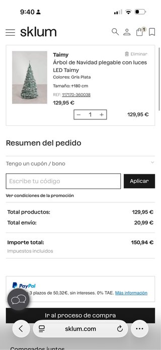 Árbol de Navidad Sklum Verde/Plateado