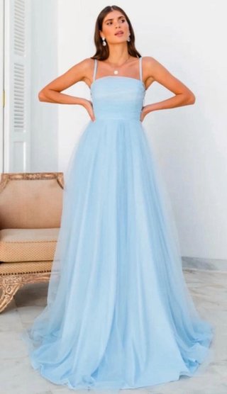 Vestido largo azul fiesta