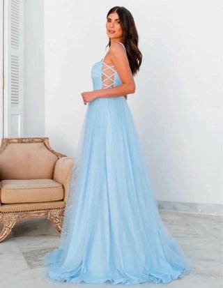 Vestido largo azul fiesta