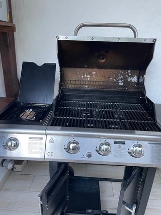 Barbacoa de gas Butano Negra/Plateada