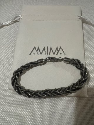 Bracciale Amima intrecciato argento e nero
