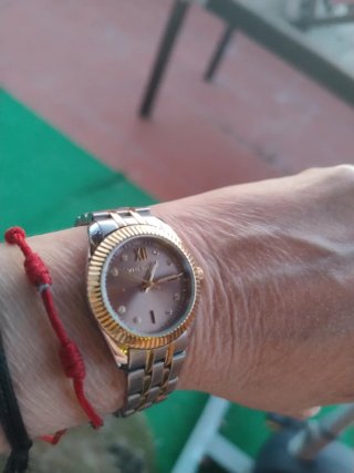 Reloj Mujer Champagne Acero Plata y Oro