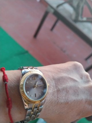 Reloj Mujer Champagne Acero Plata y Oro