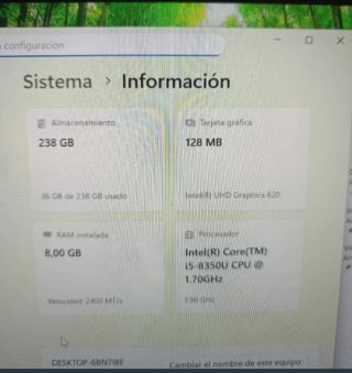 Portátil potente Dell 7490 i5 8ª Gen-ram ddr4-ssd