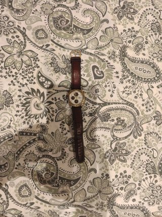 Reloj de pulsera marrón y dorado