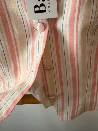 Chaleco Barey Rayas Beige y Rosa