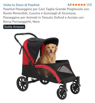 Passeggino per cani nero e rosso NUOVO mai usato